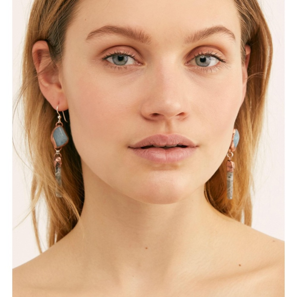 Free People Copper, Crystal Quartz, And Labradorite Dangle Earrings - Picture 2 of 11
